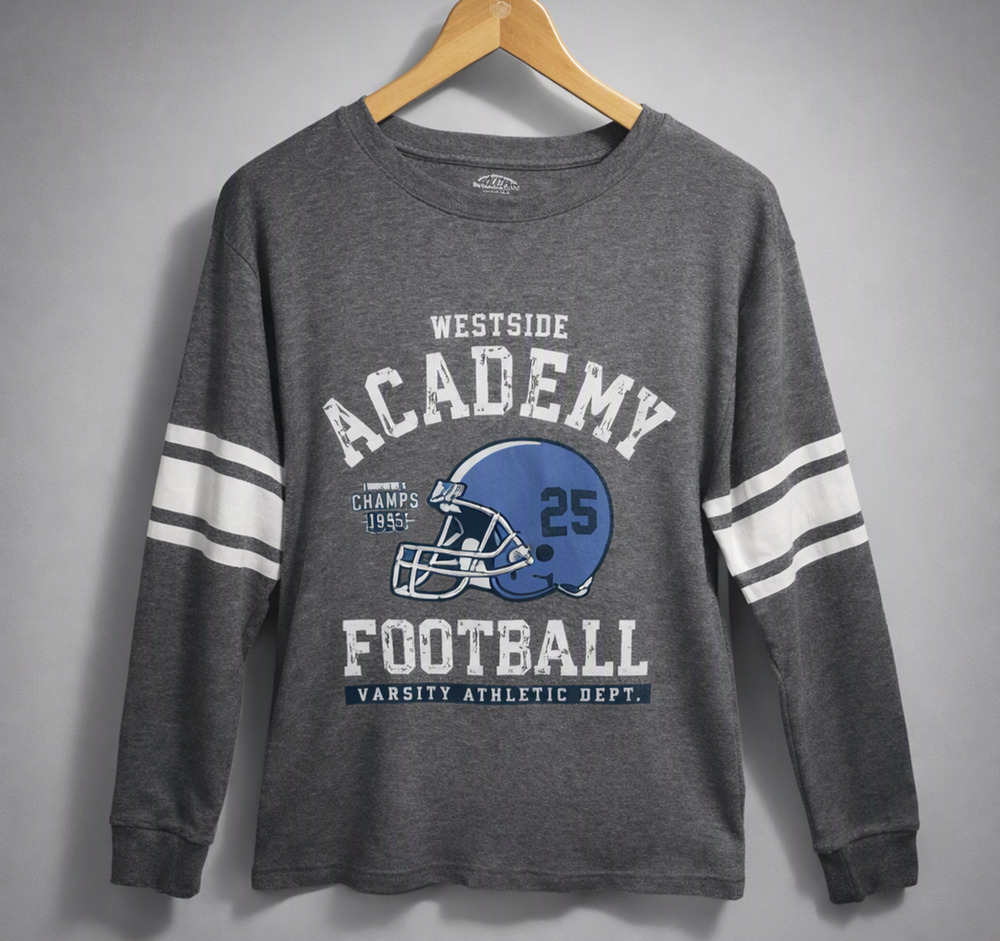 Westside Academy Football Varsity Gray Waffle Knit Long Sleeve Shirt XL 18/20
